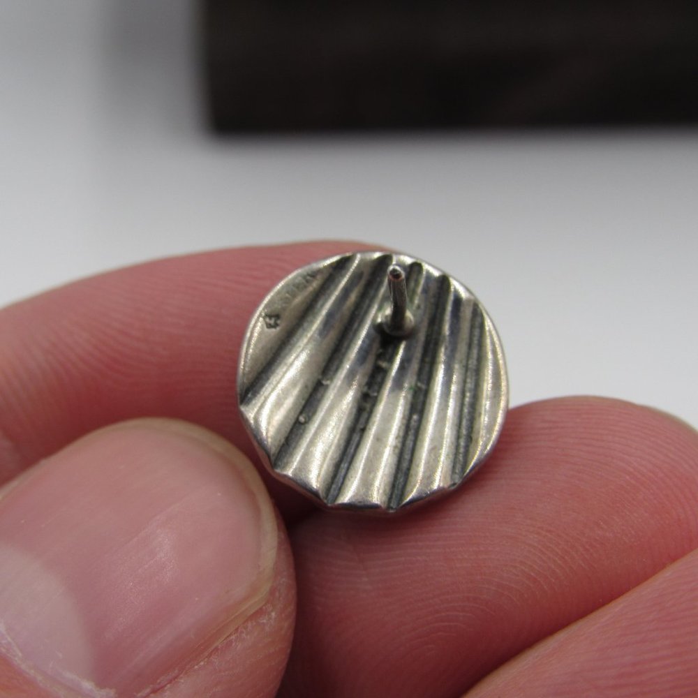 Sterling Silver Rustic Shell Stud Earrings Vintage - image 3